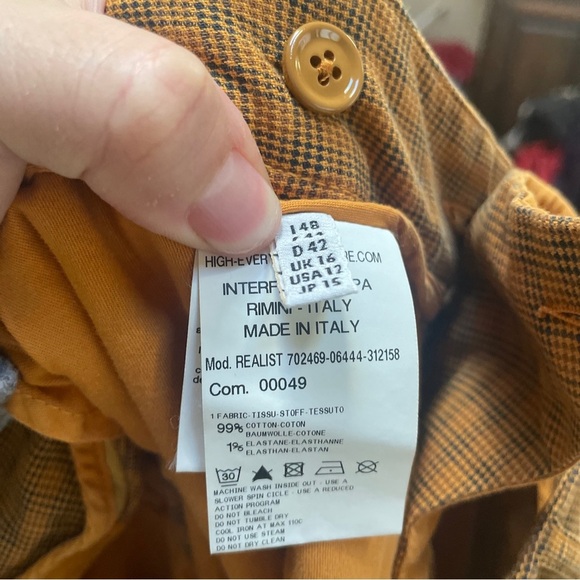 High Everyday Couture Realist Plaid Gold Orange Made In Italy Size US 12 - Picture 6 of 9